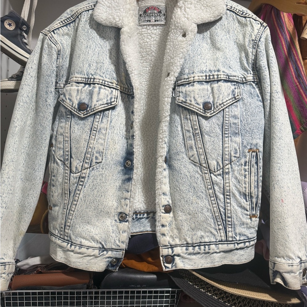 Levi's White Denim Sherpa Jacket